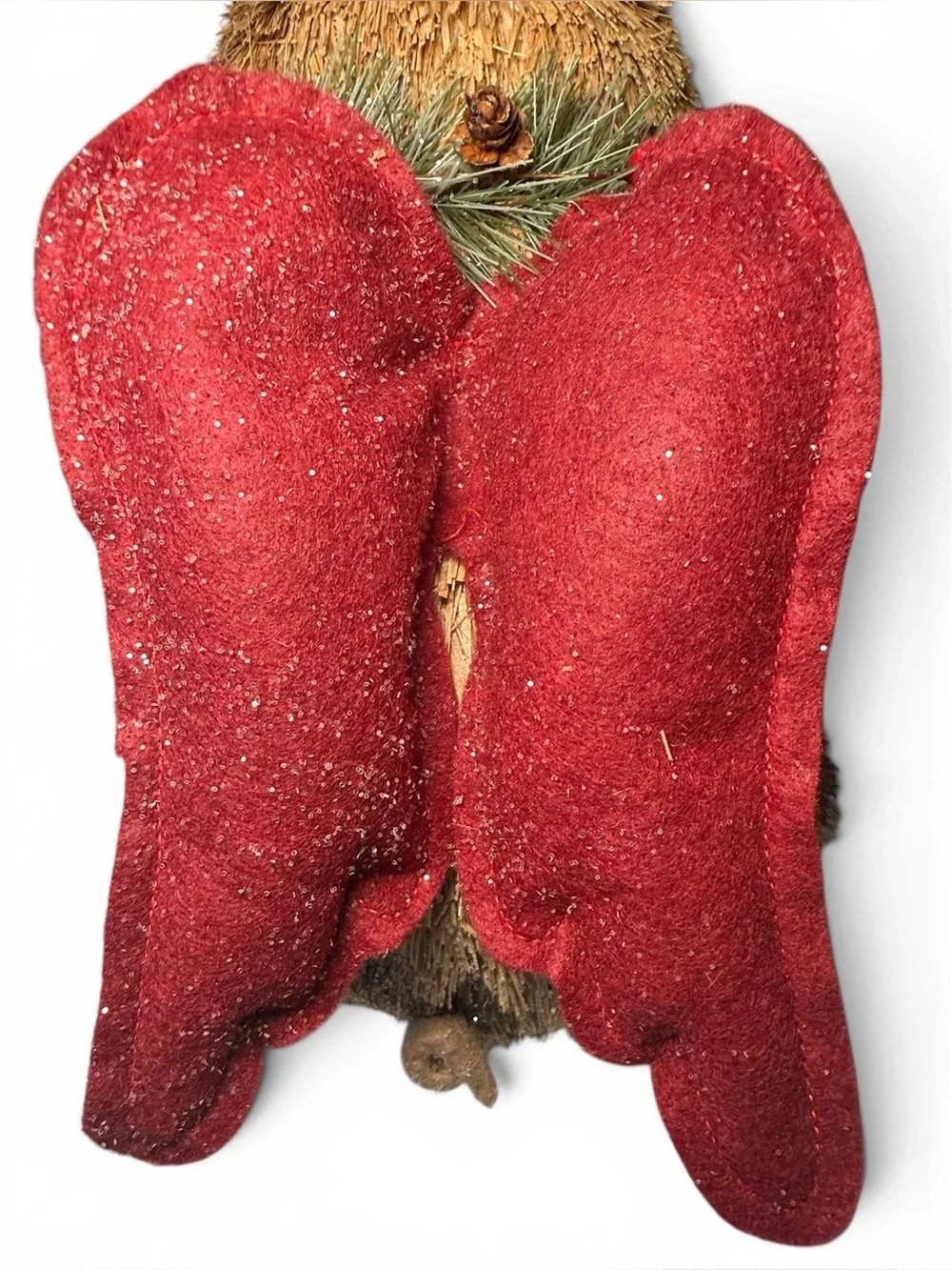 Pier 1 Imports Sisal Brown Christmas Pig with Wreath and Wings NWOT